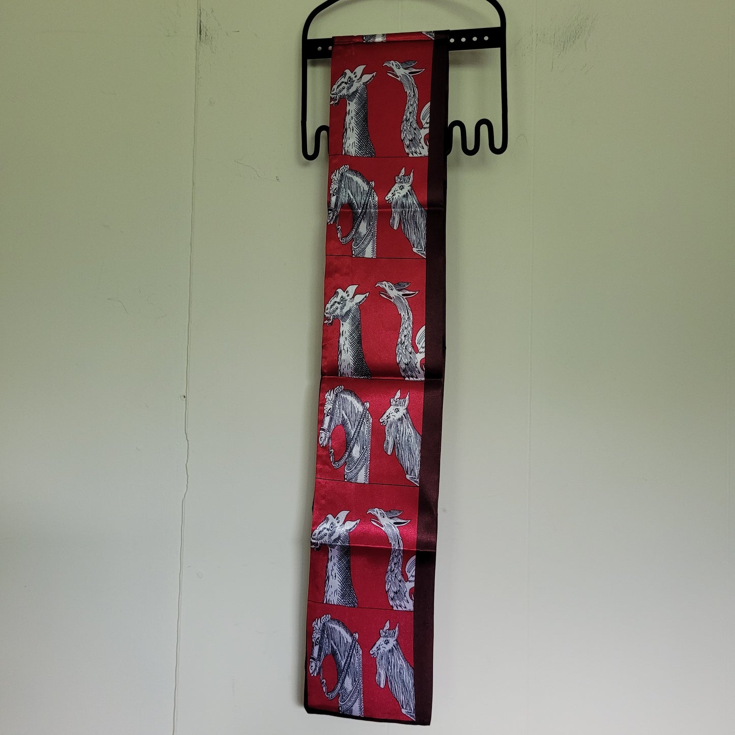 Reversible Equestrian Print Satin Scarf
