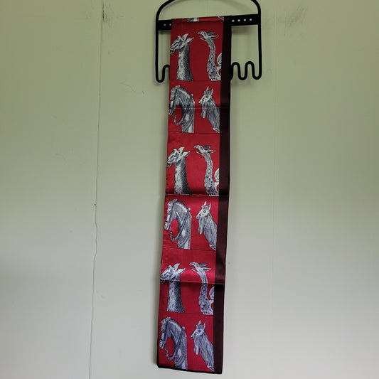 Reversible Equestrian Print Satin Scarf