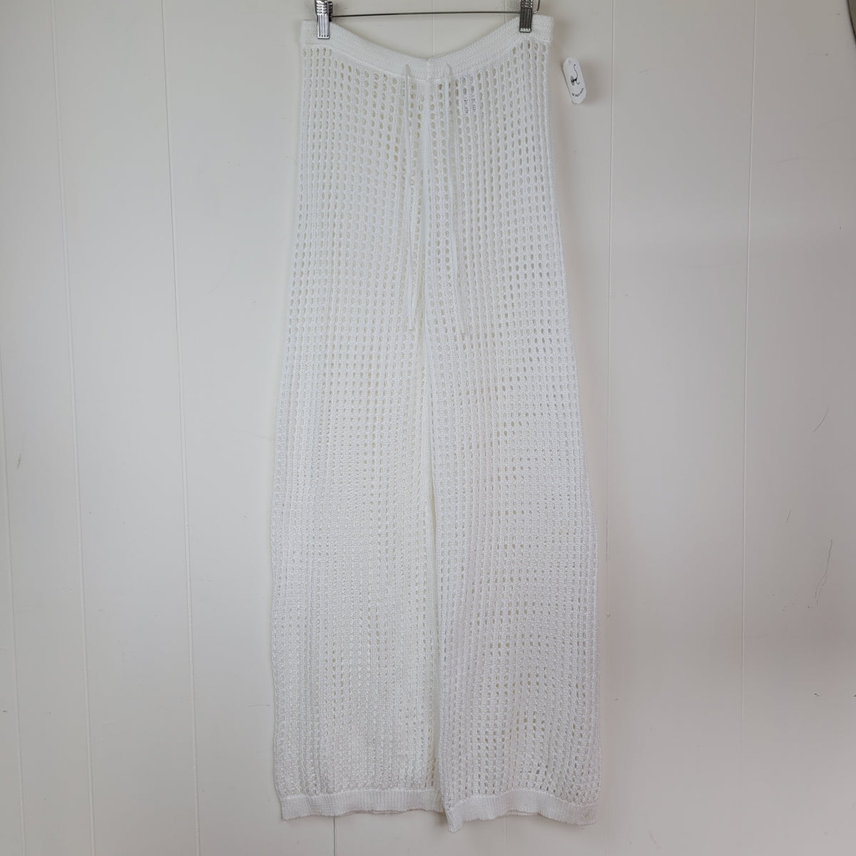 White Open-Knit Wide Leg Cover-Up Pants - Size Small