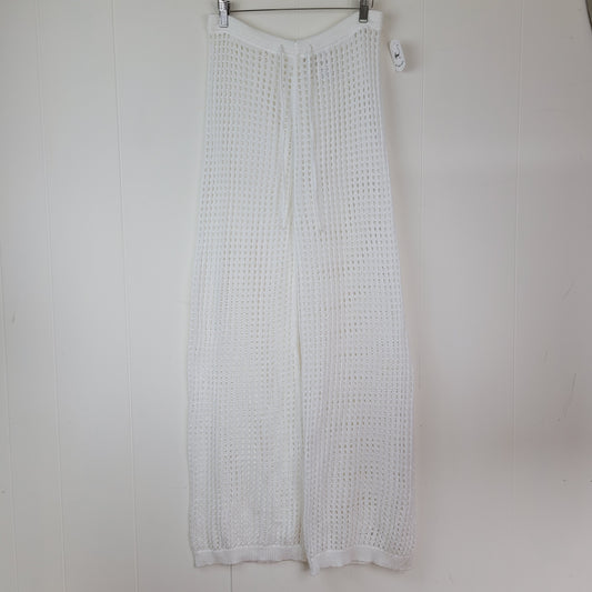 White Open-Knit Wide Leg Cover-Up Pants - Size Small