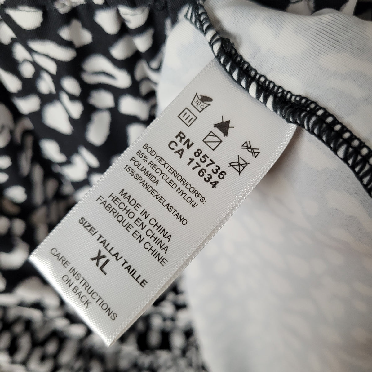 Black & White Animal Print Swim Cover-Up Romper - Beach House Style (XL)