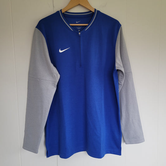 Blue & Grey Dri-FIT Long Sleeve Quarter Zip Top - Nike (Large)