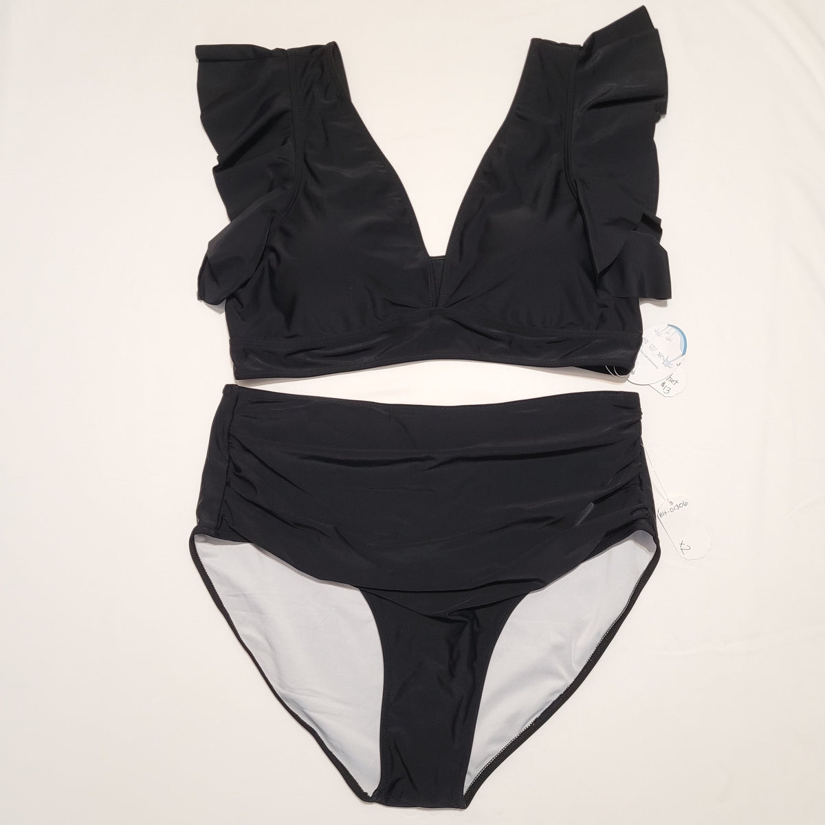 Black Ruffle Sleeve Bikini Set - Soucrat (XL)