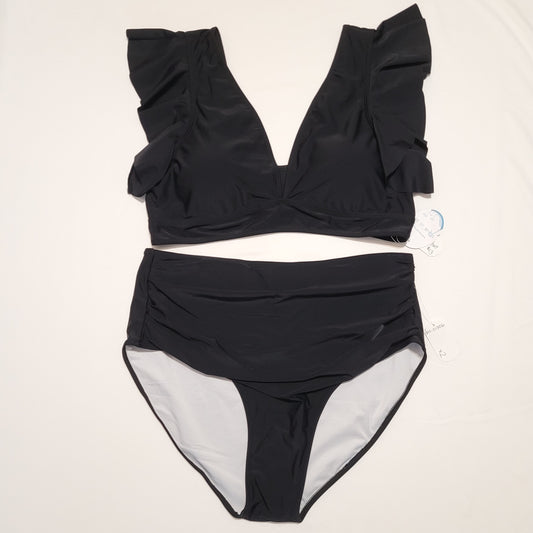 Black Ruffle Sleeve Bikini Set - Soucrat (XL)