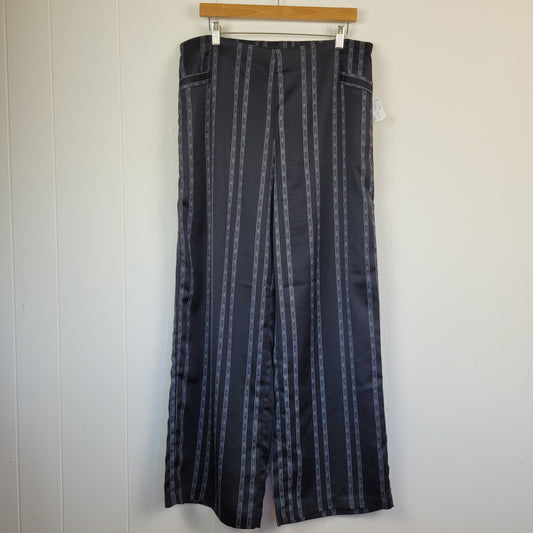 Black Striped Wide-Leg Pants - Cleo (Size L)