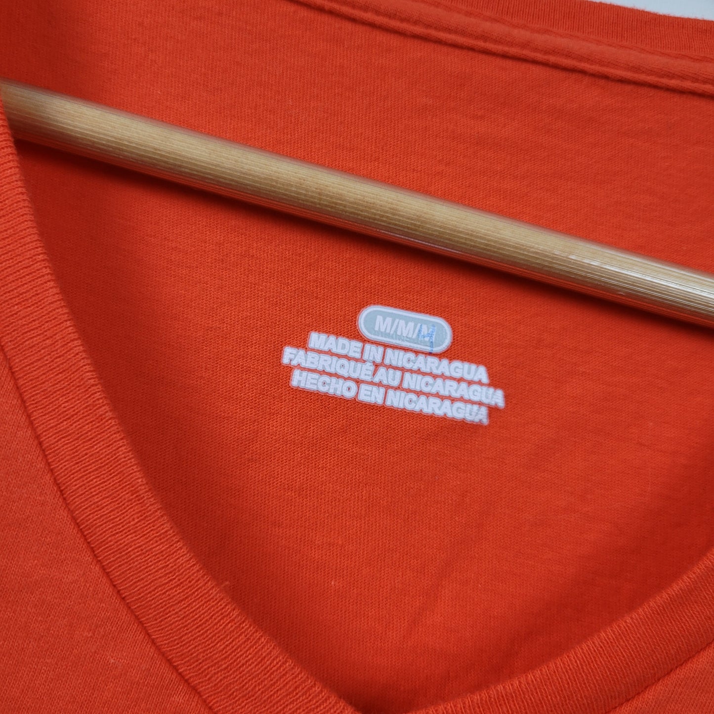 Orange Cotton V-Neck Tee  - Medium