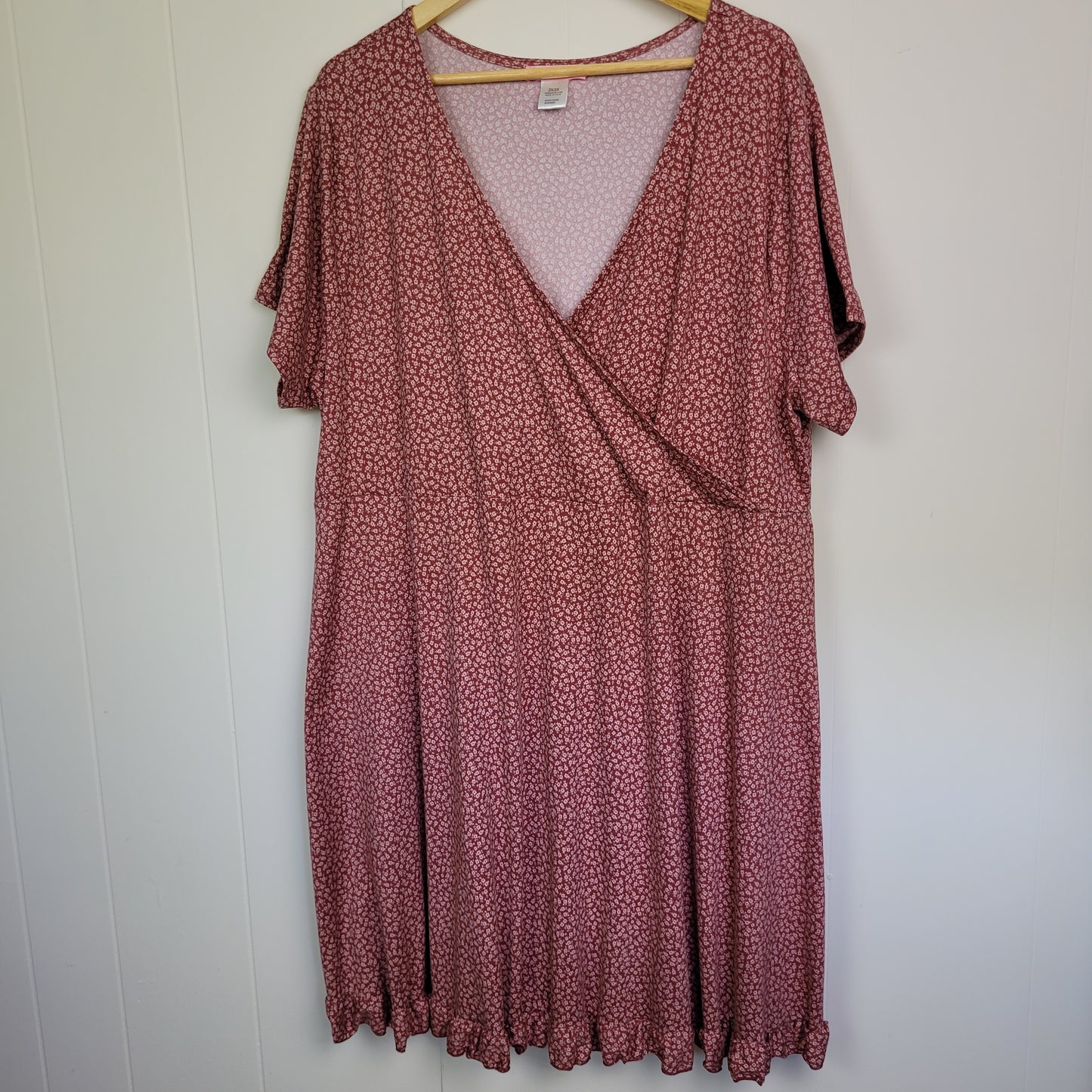 Dusty Rose Floral Midi Dress - Hot Kiss (2X)