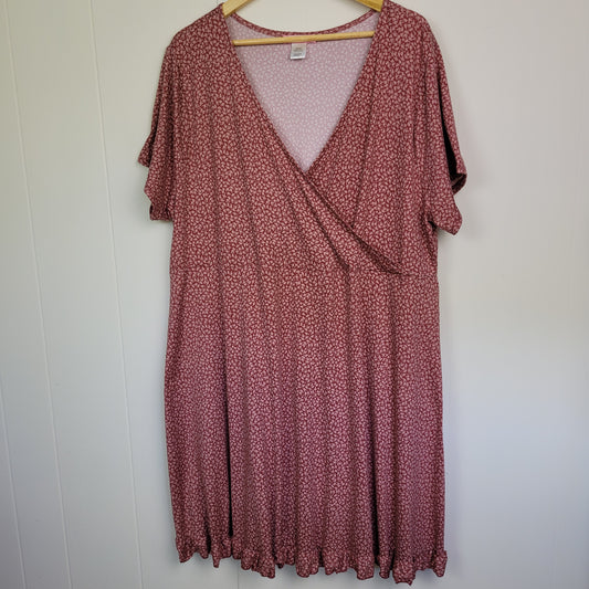 Dusty Rose Floral Midi Dress - Hot Kiss (2X)