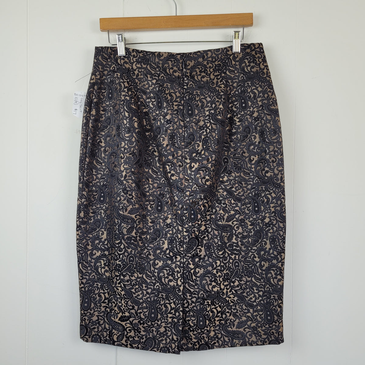 Black & Gold Paisley Jacquard Pencil Skirt - Worthington (Size 10)
