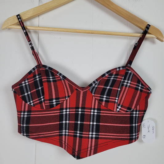 Red Plaid Corset Style Cropped Cami Tank Top - SHEIN (Women's Small US 6)
