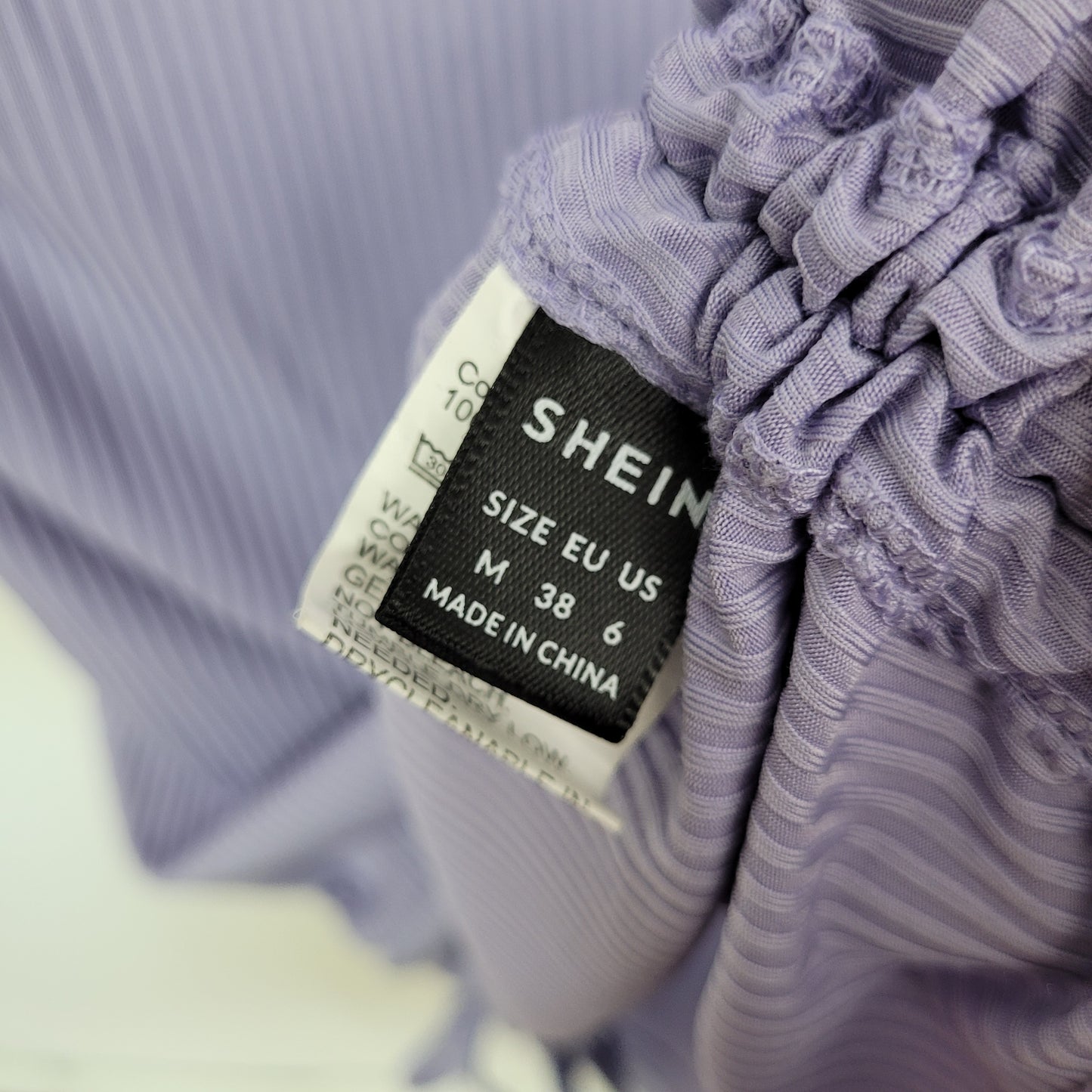 Lavender Ribbed Ruched Bodycon Dress - Shein (Small - 6)