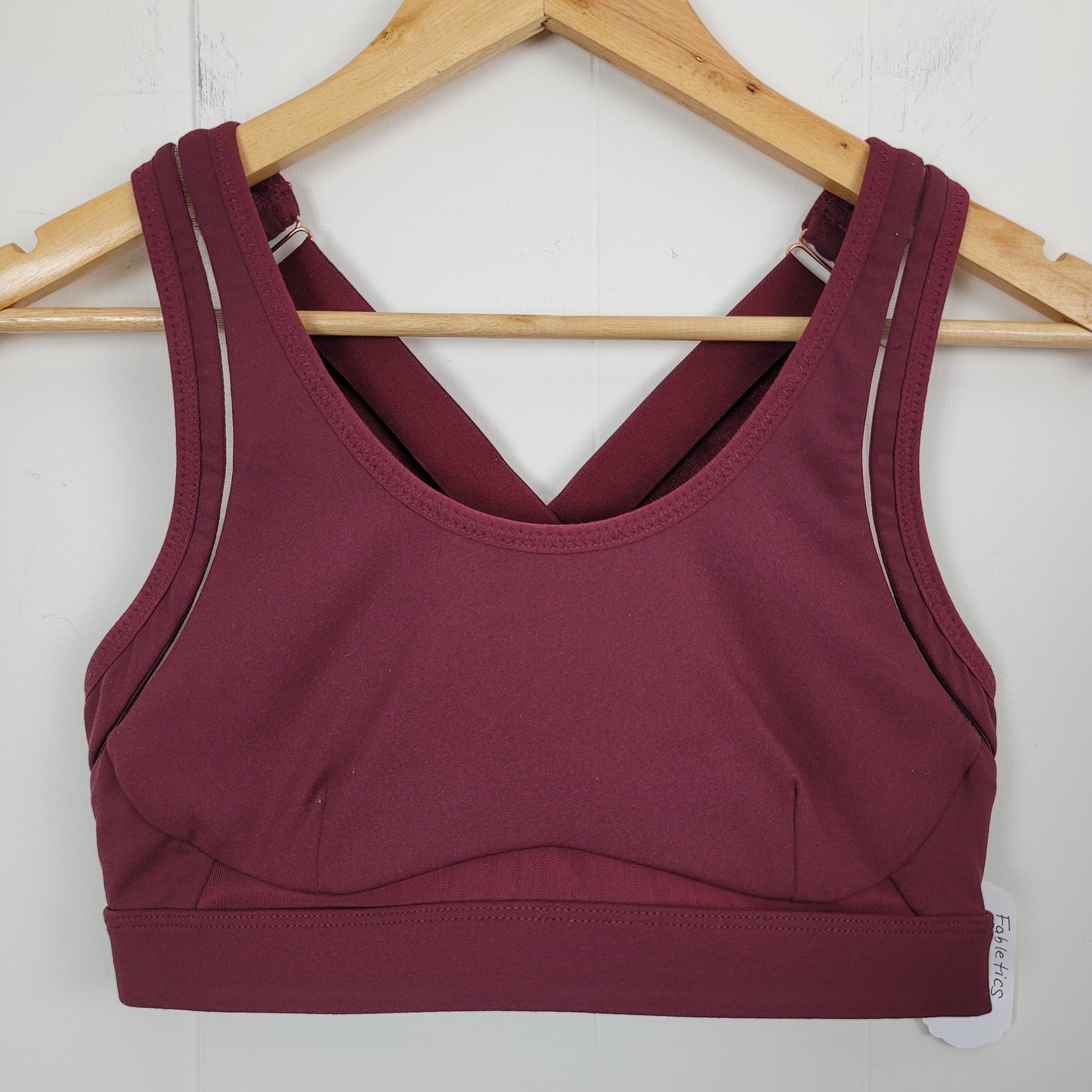 Burgundy Strappy Sports Bra  - Fabletics (Estimated Small)