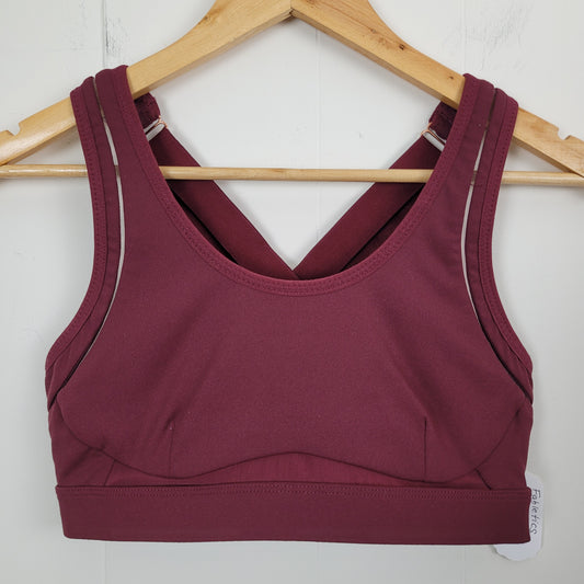 Burgundy Strappy Sports Bra  - Fabletics (Estimated Small)
