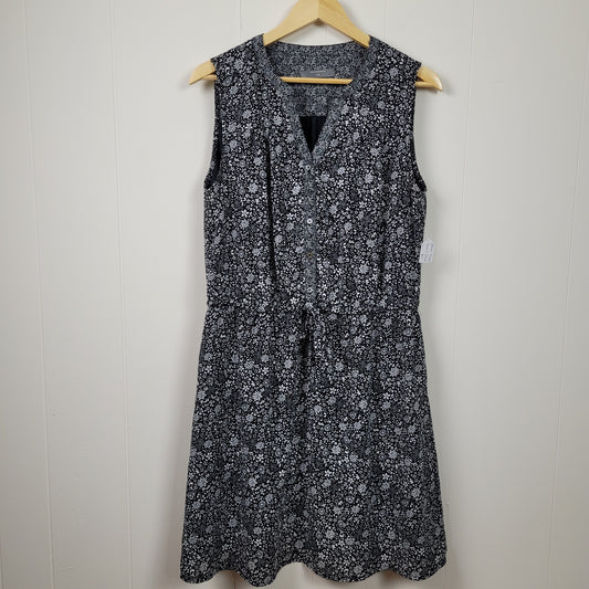 Black & White Floral Button Front Dress - Denver Hayes (Large)