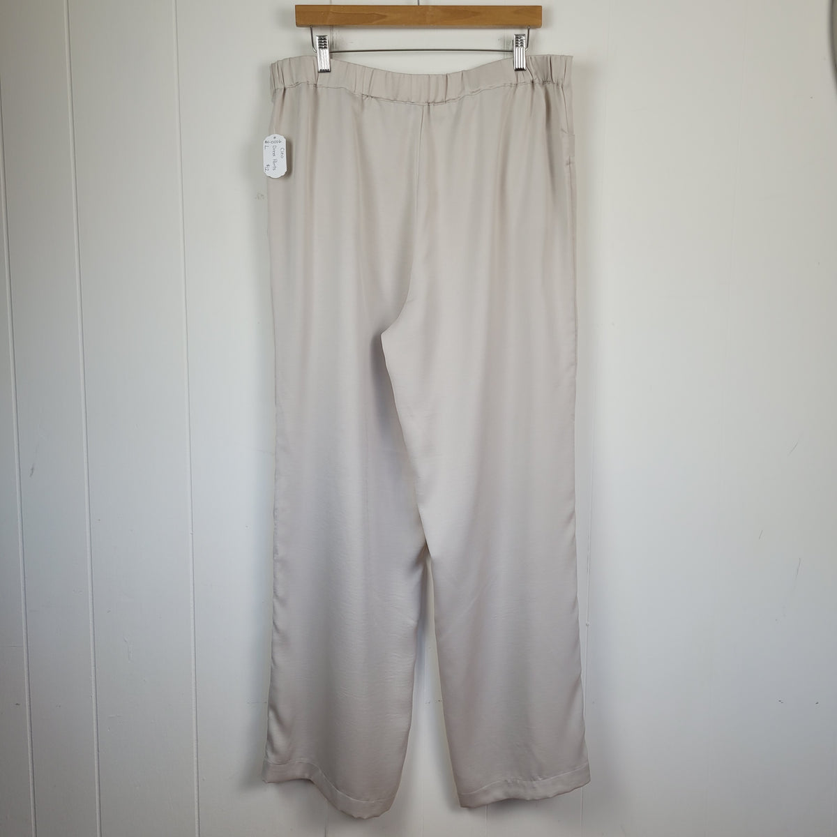 Cream Satin Wide Leg Dress Pants - Cleo (L)