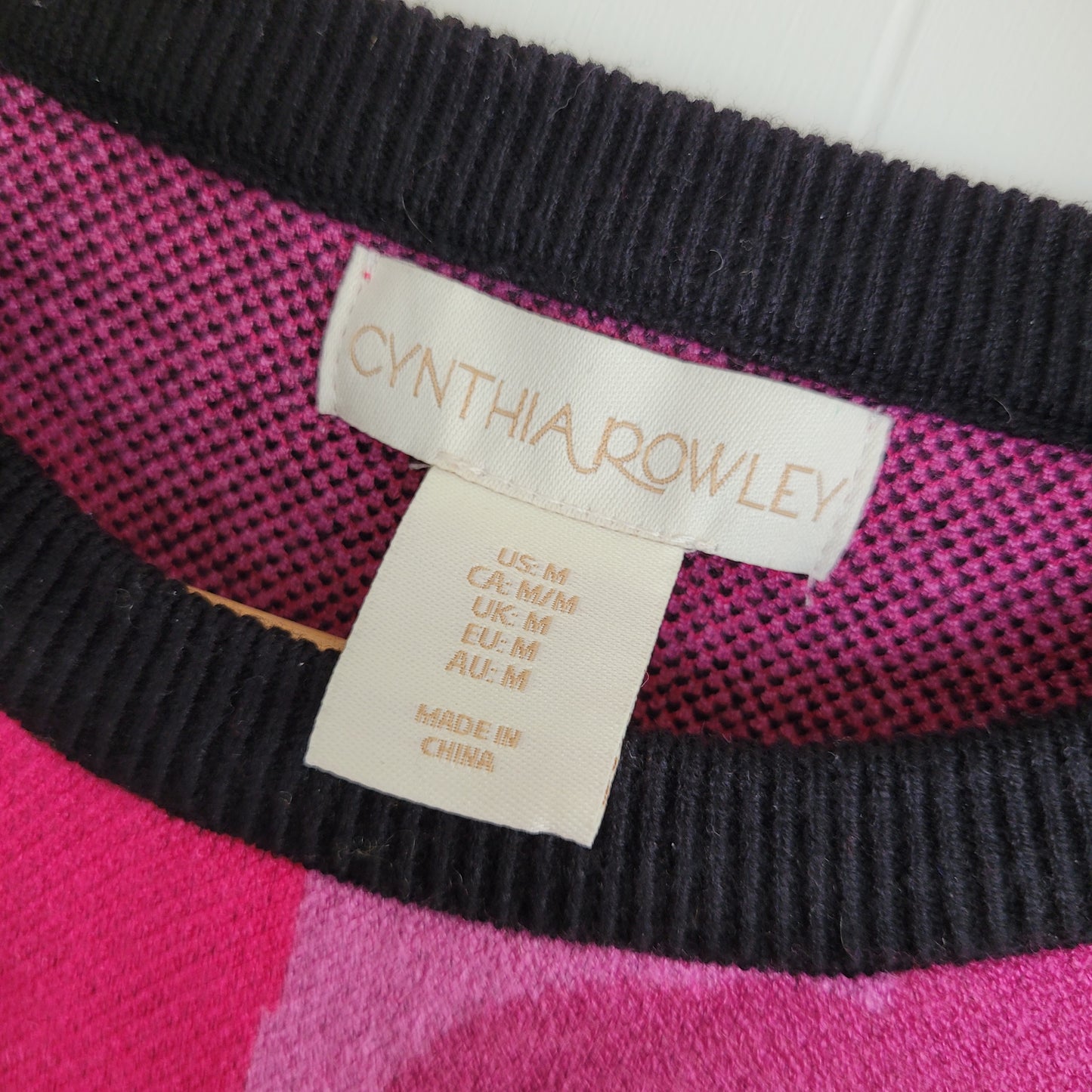 Pink & Black Floral Sweater - Cynthia Rowley  (Size M)
