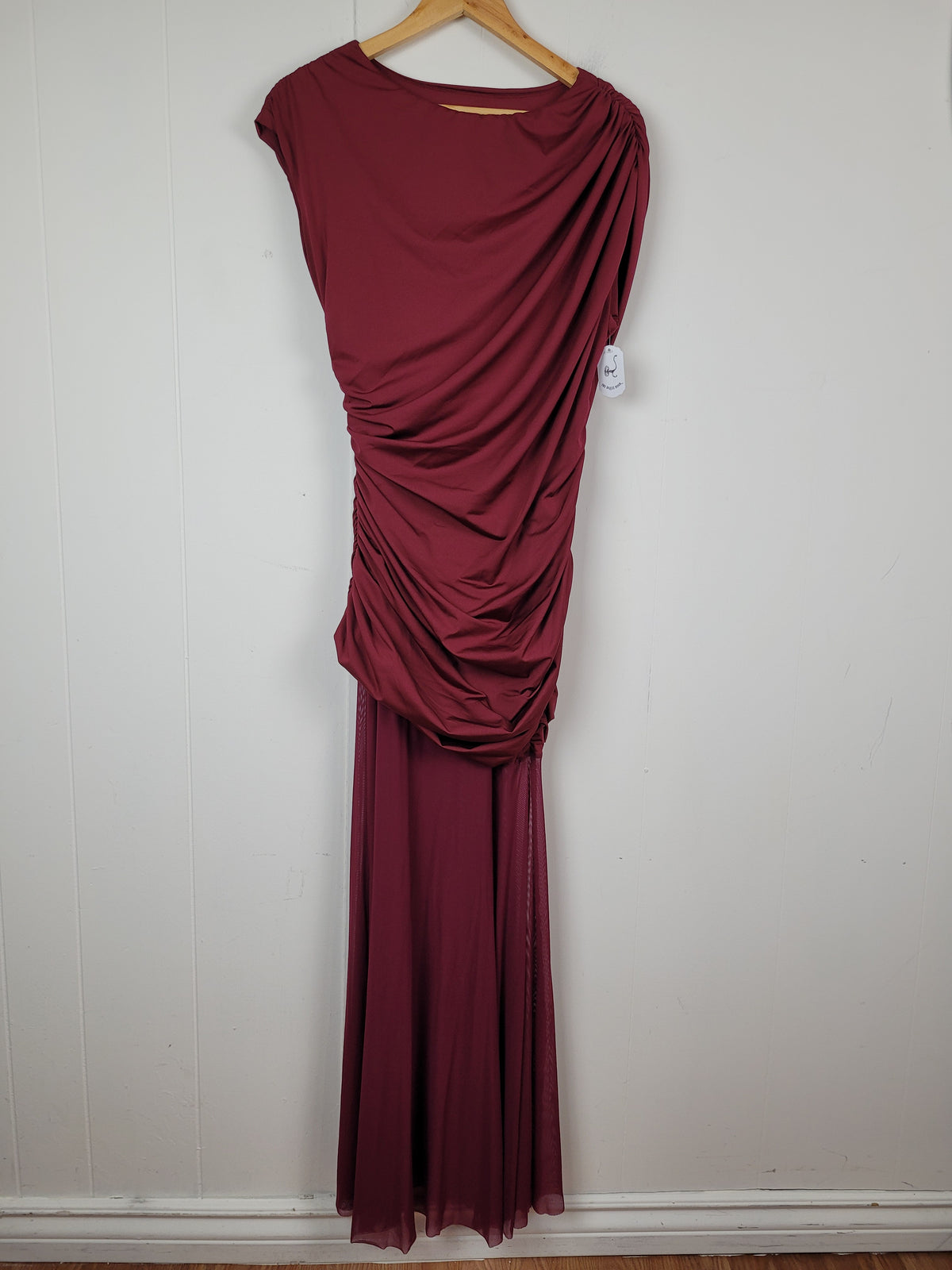 Burgundy Ruched Maxi Dress - Unbranded (L)