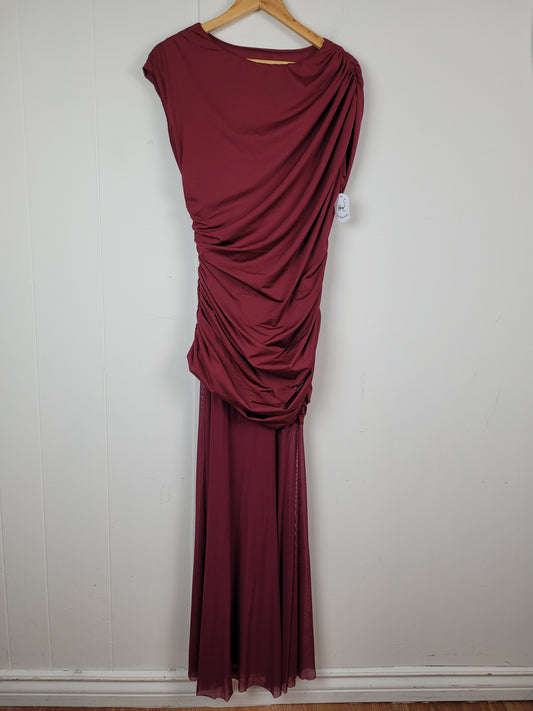 Burgundy Ruched Maxi Dress - Unbranded (L)