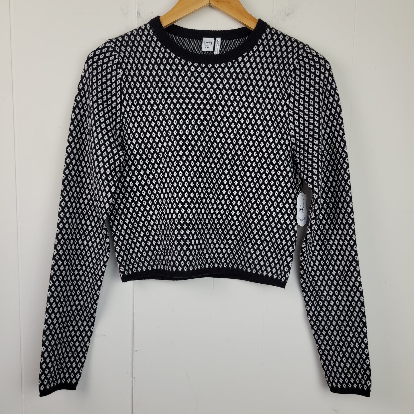 Black & White Patterned Knit Sweater - Twik by Simons (Size M)