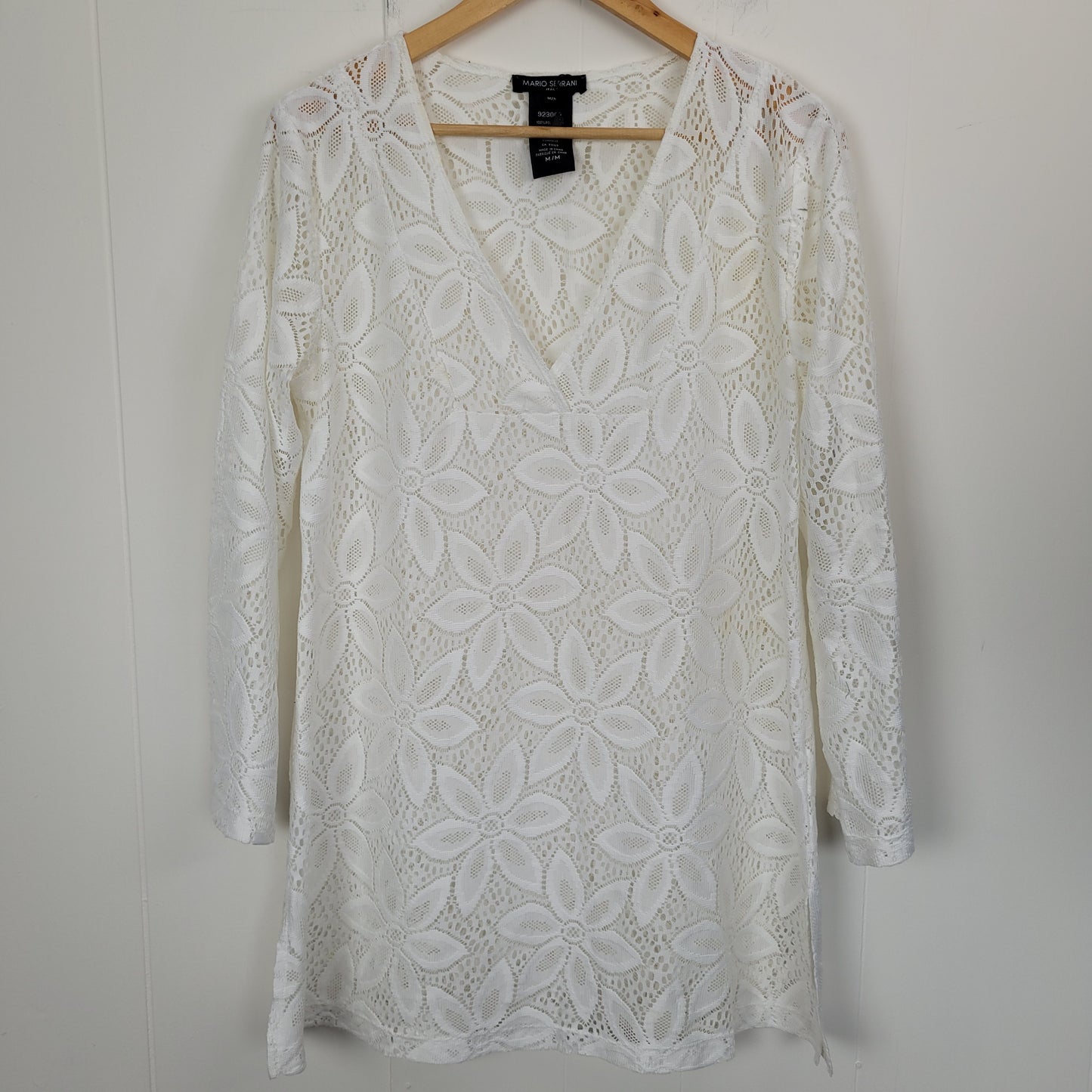 White Floral Lace Swim Cover-Up - Mario Serrani (Medium)