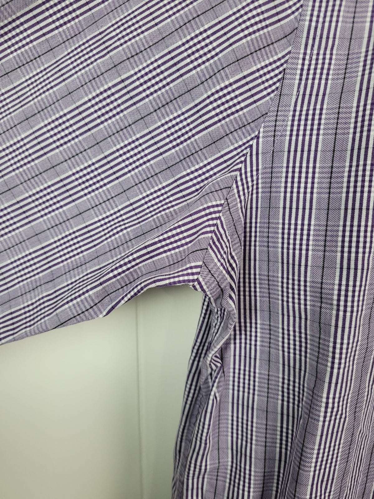 Michael Kors Large Purple Plaid Long Sleeve Button-Up Shirt