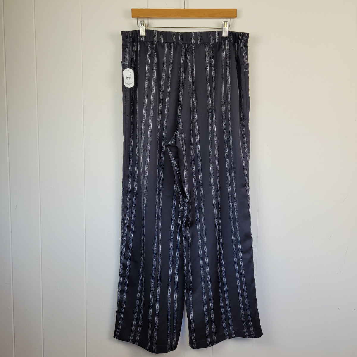 Black Striped Wide-Leg Pants - Cleo (Size L)