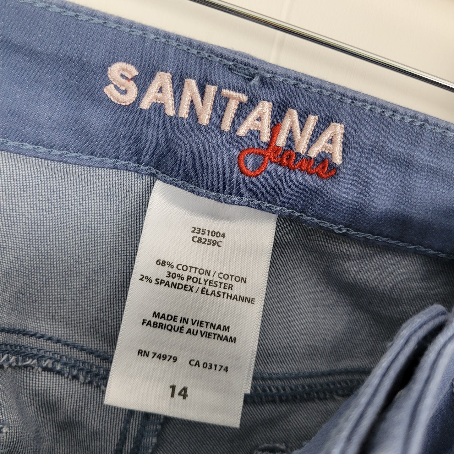 Blue Cropped Tummy Control Pants - Santana Jeans (Size 14)