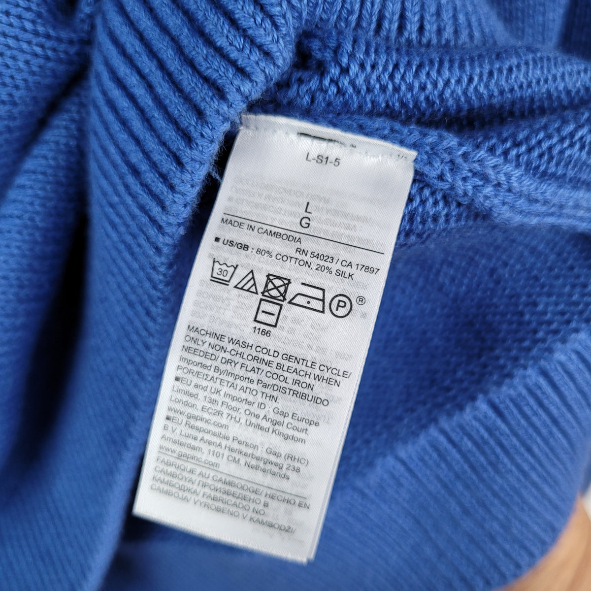 Blue Cotton Silk Crewneck Sweater - Banana Republic (Size L)