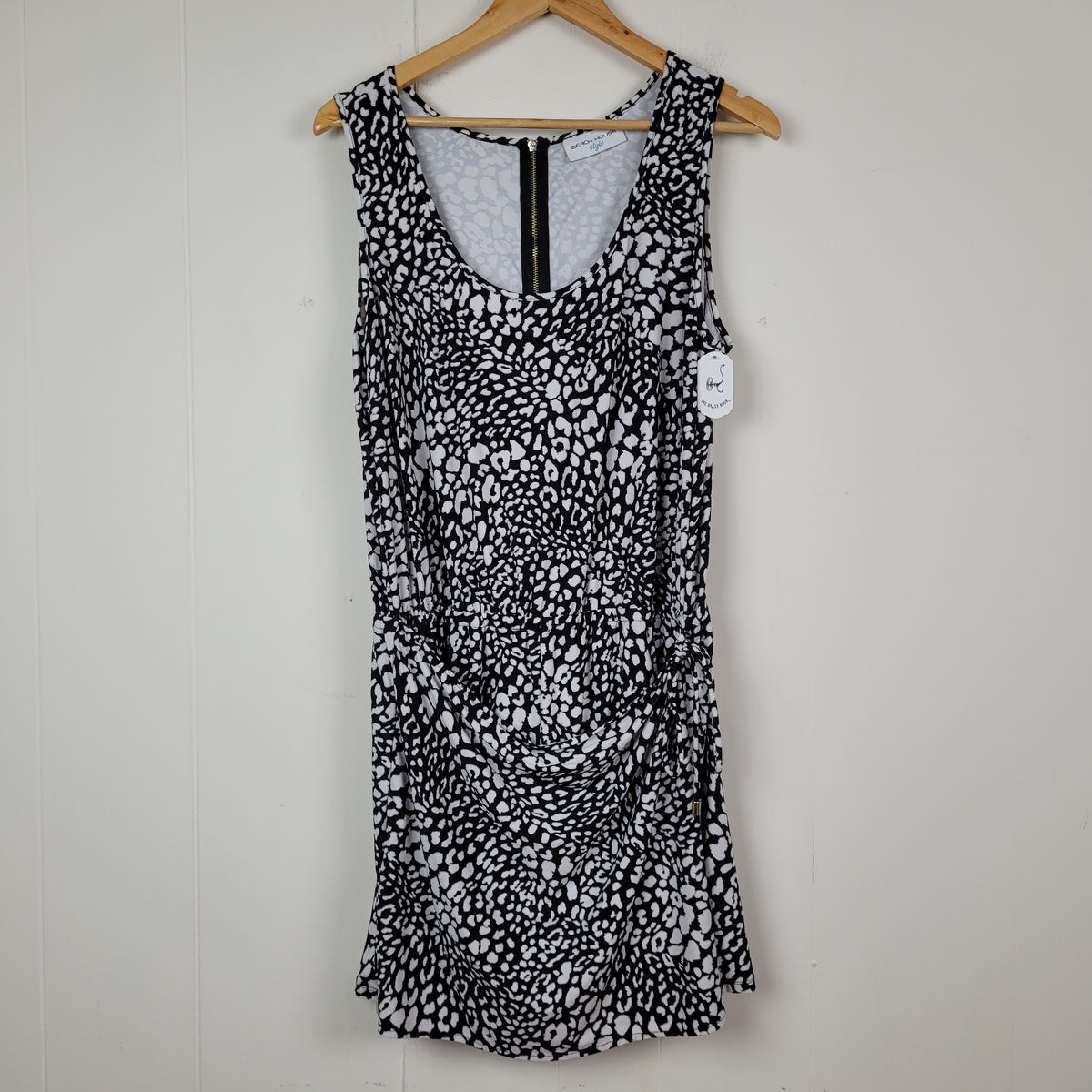 Black & White Animal Print Swim Cover-Up Romper - Beach House Style (XL)