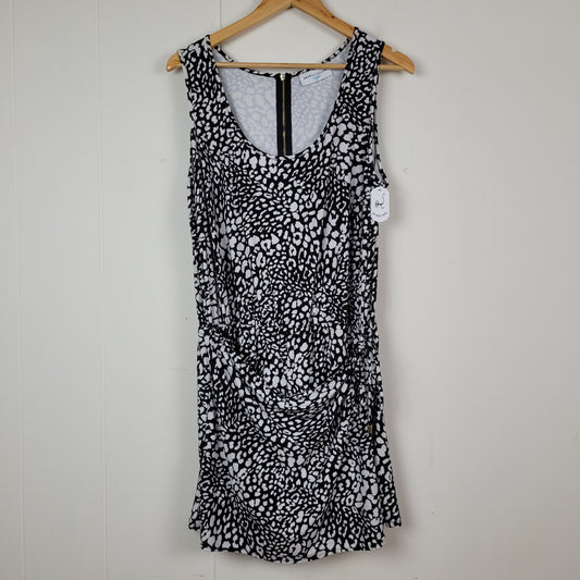 Black & White Animal Print Swim Cover-Up Romper - Beach House Style (XL)