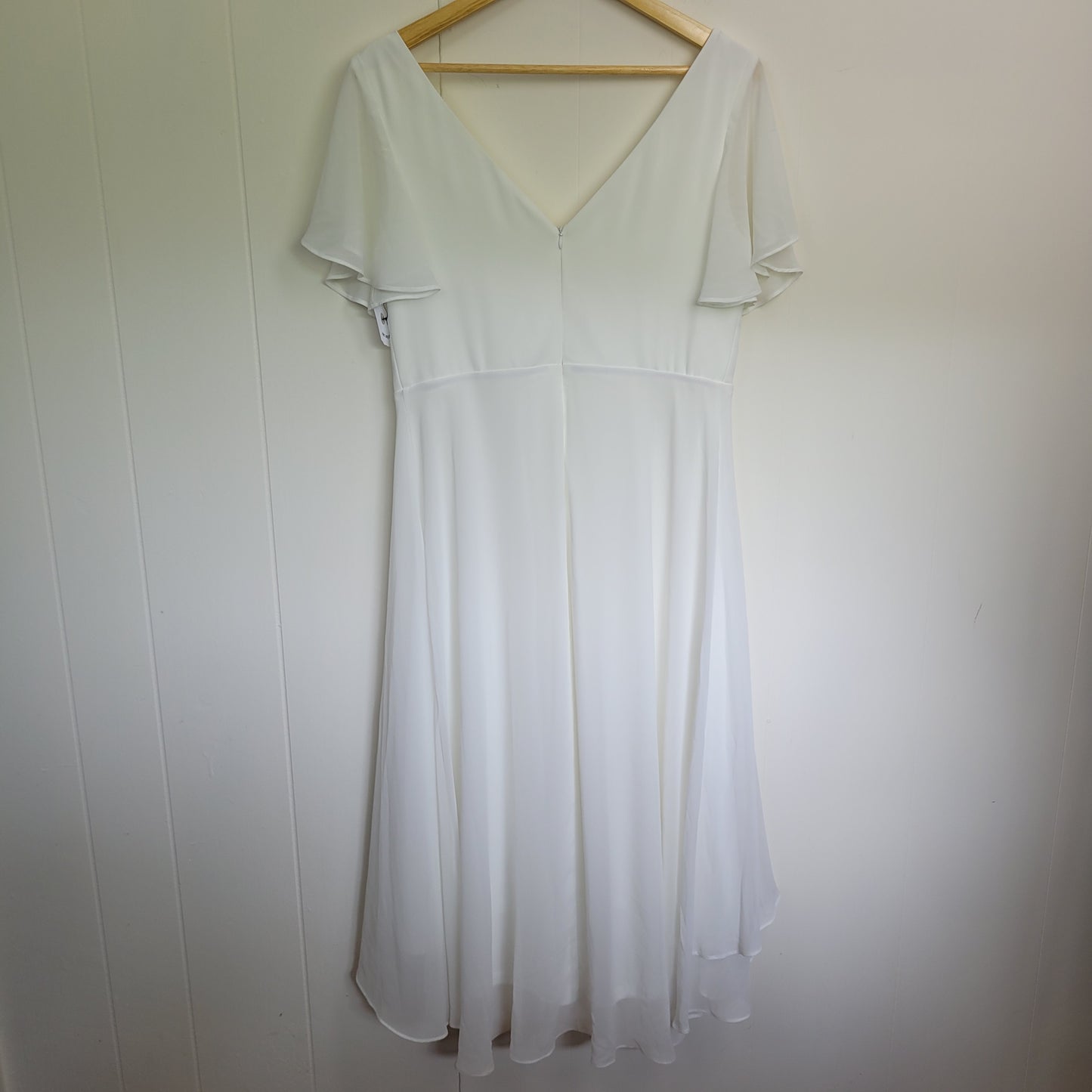 White Flutter Sleeve Midi Dress - Ever Pretty (XXL)