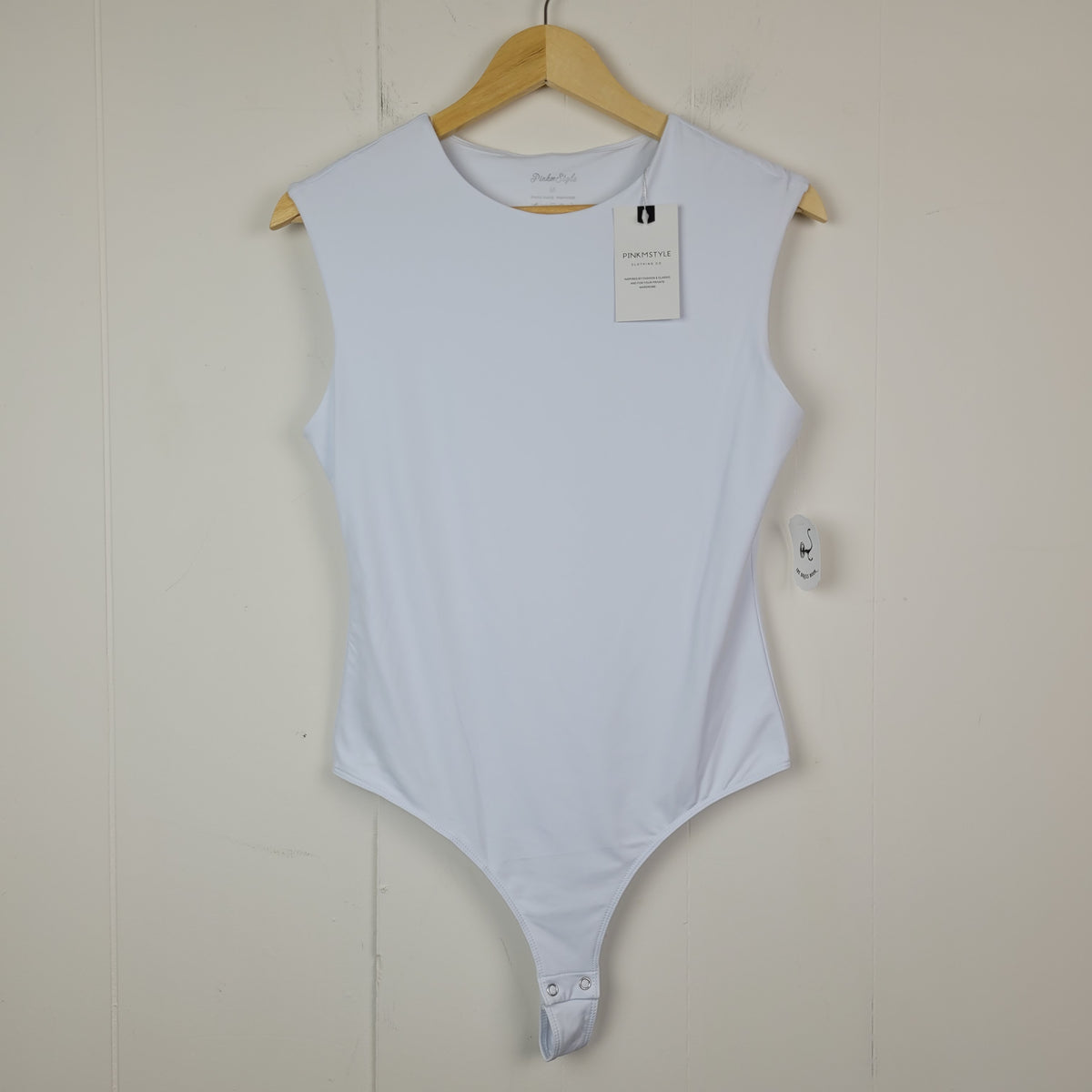 White Sleeveless Bodysuit - PinkmStyle (Size M)