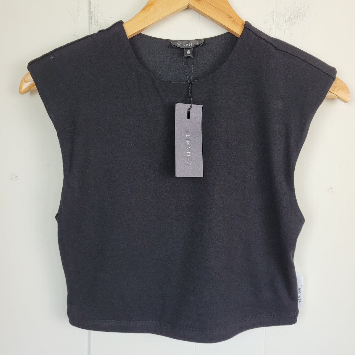 Black Shoulder Pad Cropped Tee - Dynamite (M)