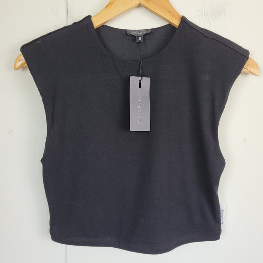 Black Shoulder Pad Cropped Tee - Dynamite (M)