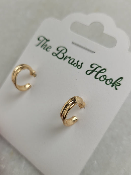 Gold Tone Mini Hoop Stud Earrings