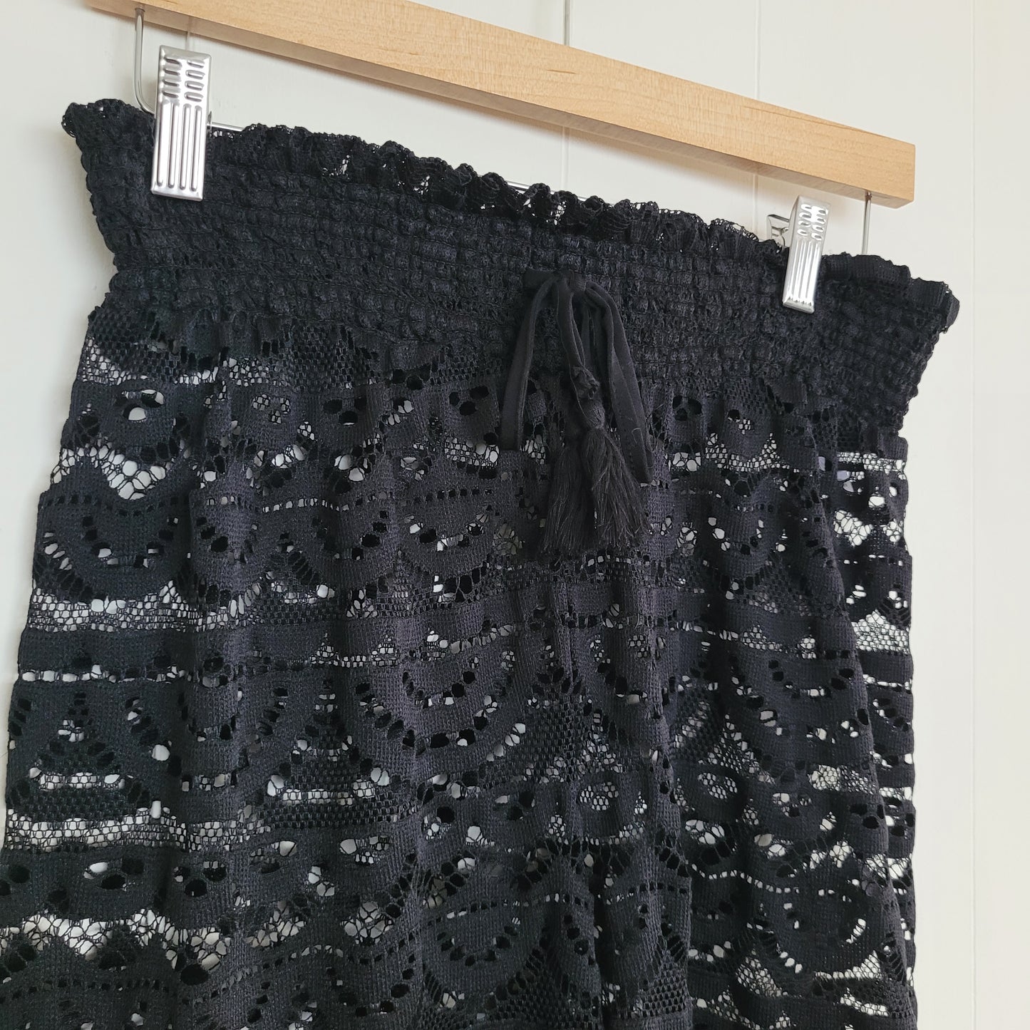 Black Lace Wide Leg Pants / Sheer Cover-Up - Size M