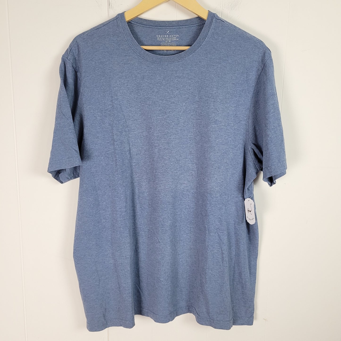 Blue Crew Neck Classic Fit T-Shirt - Denver Hayes (Men's Medium)