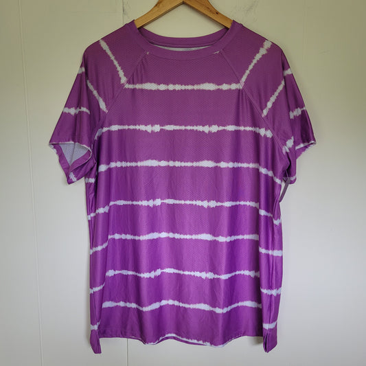 Purple Tie-Dye Active Tee - Active Zone by Penningtons (Size X)