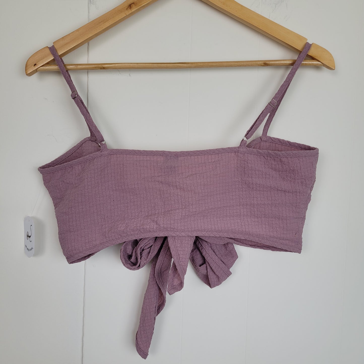 Dusty Mauve Textured Tie-Back Crop Top - Shein (Medium)