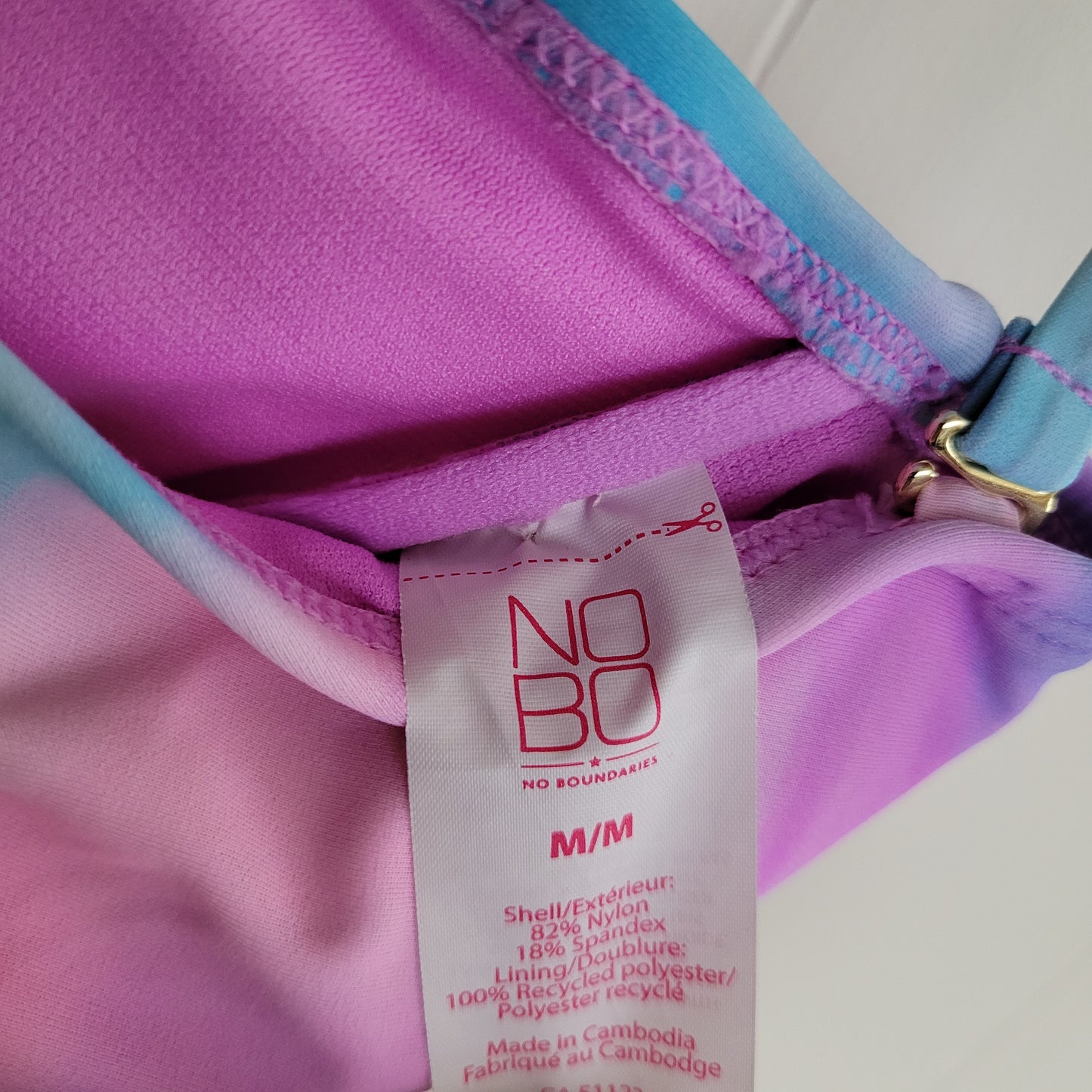 Pastel Pink & Blue Tie Dye Bikini Top - NOBO (Medium)