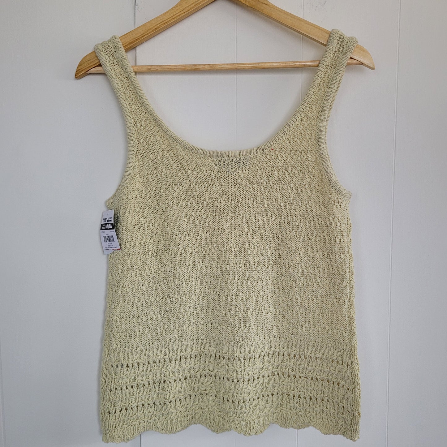 Cream Knit Tank - Lightweight Textured Top -mySTYLE (Size M)