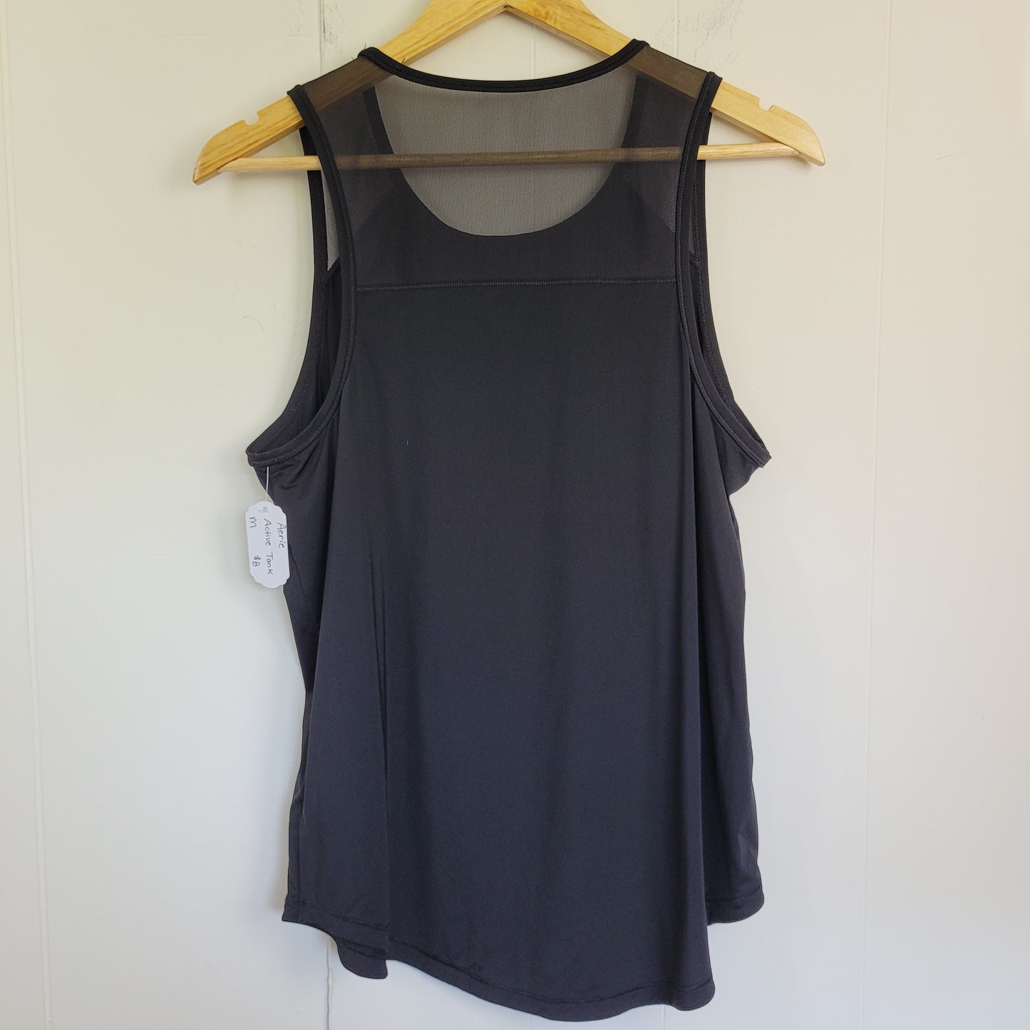 Black Mesh Panel Active Tank - Aerie (Medium)
