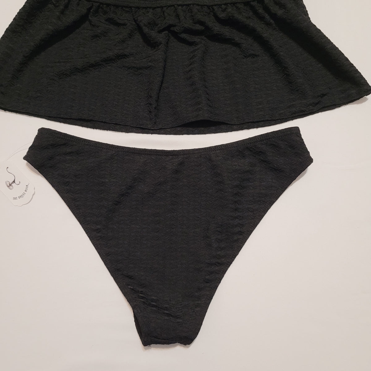 Black Textured Halter Tankini Set - Finesatile (M)