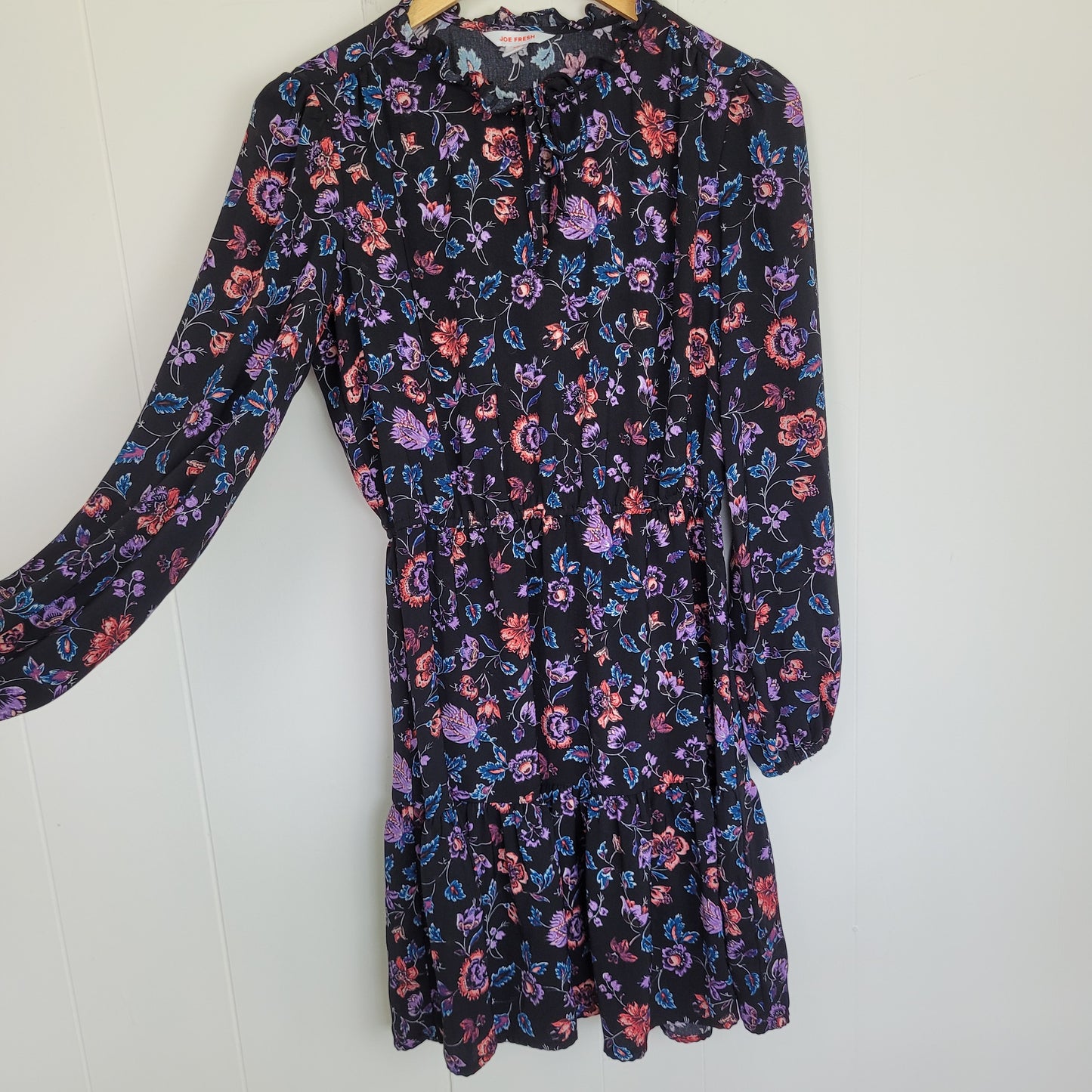 Floral Long Sleeve Ruffle Dress - Joe Fresh (Size Small)