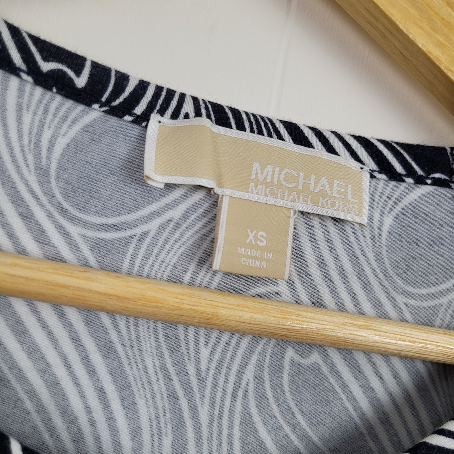 Navy & White Patterned Long Sleeve Top - Michael Kors (XS)