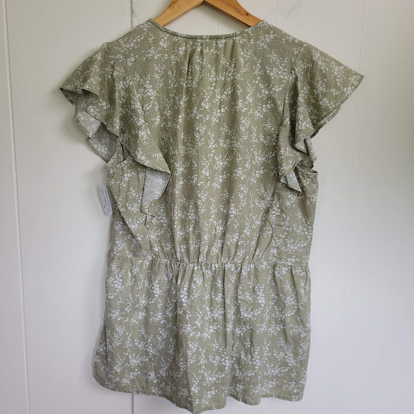 Sage Floral Ruffle Sleeve Blouse - Market & Spruce (Medium)