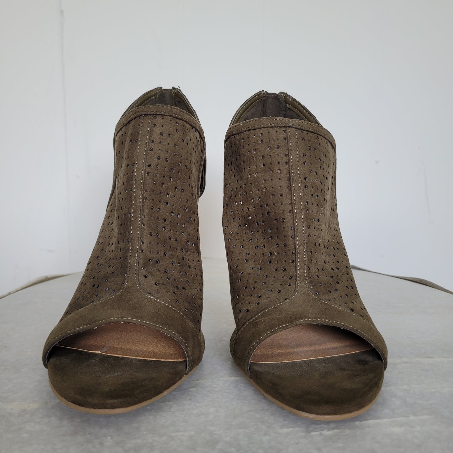 Olive Perforated Peep-Toe Heels - Christian Siriano for Payless(Size 9)