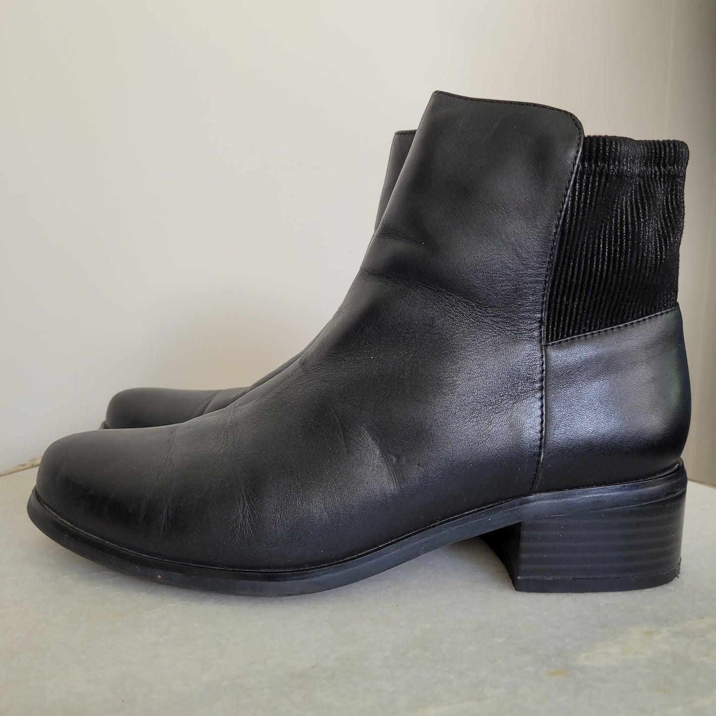 Black Leather Ankle Boots - Artica (Size 6B)