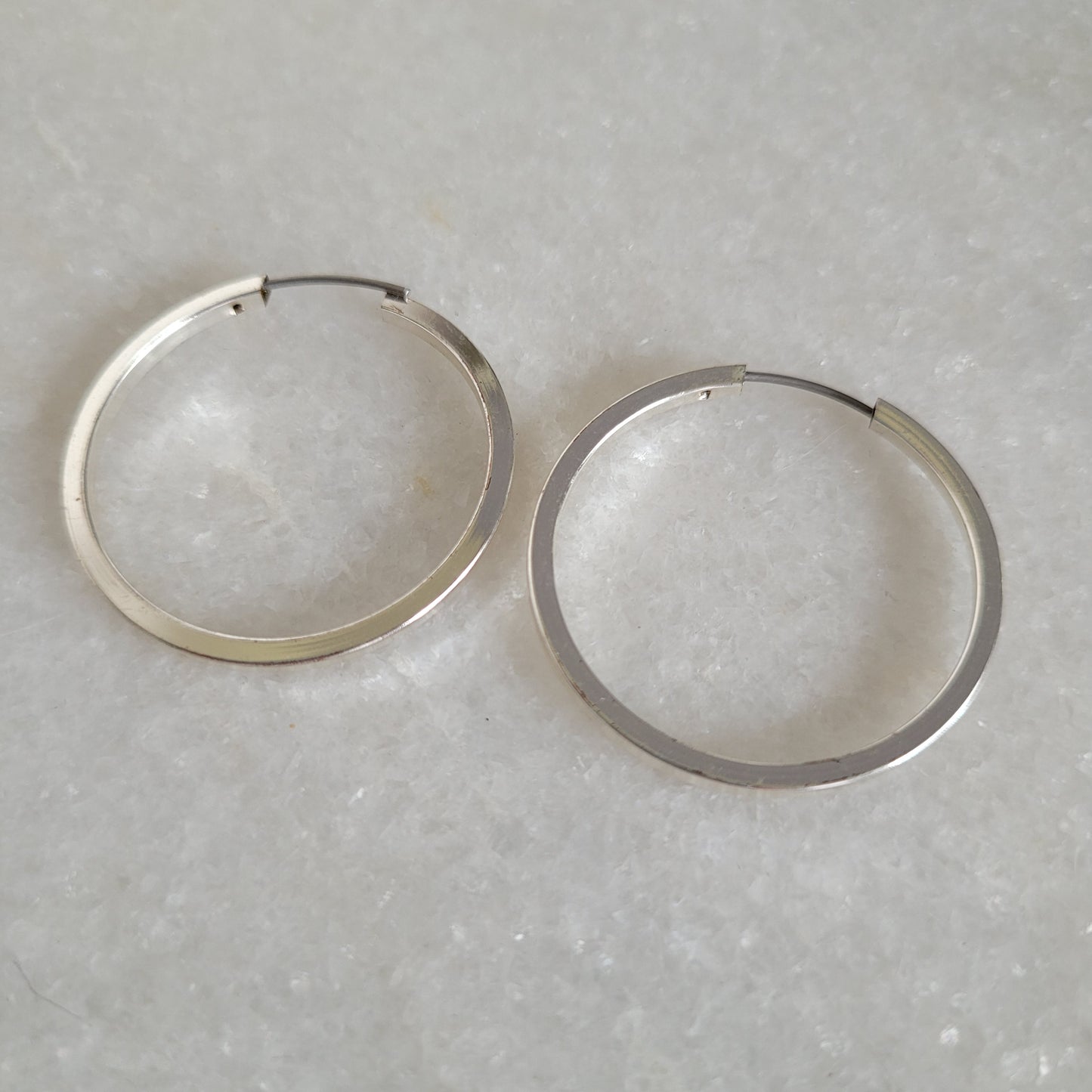 Silver-Tone Flat Hoop Earrings