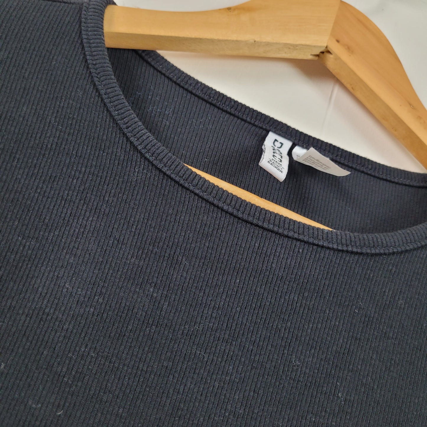 Black Ribbed Cropped T-Shirt - Divided by H&M (XL)